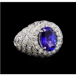 14KT White Gold 3.04 ctw Tanzanite and Diamond Ring