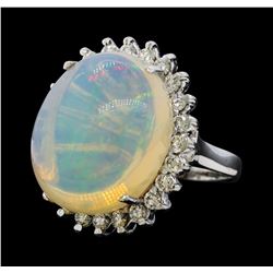 14.12 ctw Opal and Diamond Ring - 14KT White Gold