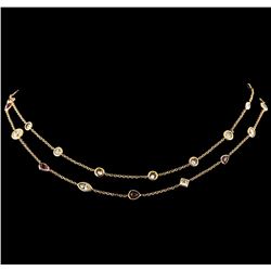 3.82 ctw Ruby and Diamond Necklace - 18KT Rose Gold