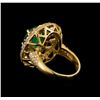 Image 3 : 14KT Yellow Gold 3.89 ctw Emerald, Ruby and Diamond Ring