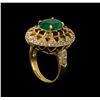 Image 4 : 14KT Yellow Gold 3.89 ctw Emerald, Ruby and Diamond Ring