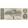 Image 1 : 1863 $5 The Confederate States of America Note T-60 CC