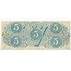 Image 2 : 1863 $5 The Confederate States of America Note T-60 CC