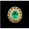 Image 2 : 14KT Yellow Gold 2.28 ctw Emerald and Diamond Ring