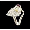 Image 4 : 1.29 ctw Diamond, Diamond and Ruby Ring - Platinum