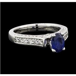 1.01 ctw Sapphire and Diamond Ring - 14KT White Gold