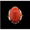 Image 2 : 10.20 ctw Coral and Diamond Ring - 14KT Rose Gold