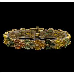 14KT Yellow Gold 28.17 ctw Multicolor Sapphire and Diamond Bracelet