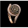 Image 4 : 0.75 ctw Brown and White Diamond Ring - 14KT Rose Gold