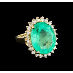 10.45 ctw Emerald and Diamond Ring - 14KT Yellow Gold