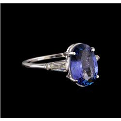 14KT White Gold 3.35 ctw Tanzanite and Diamond Ring