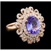 Image 1 : 3.92 ctw Tanzanite and Diamond Ring - 14KT Rose Gold