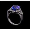 Image 4 : 5.75 ctw Tanzanite and Diamond Ring - 14KT White Gold