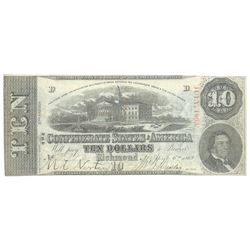 1863 $10 The Confederate States of America Note T-59 CC