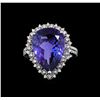 Image 2 : GIA Cert 11.32 ctw Tanzanite and Diamond Ring - 14KT White Gold