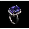 Image 4 : 13.90 ctw Tanzanite and Diamond Ring - 14KT White Gold