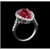 Image 4 : GIA Cert 6.46 ctw Ruby and Diamond Ring - 14KT White Gold