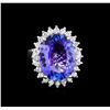 Image 2 : 8.58 ctw Tanzanite and Diamond Ring - 14KT White Gold