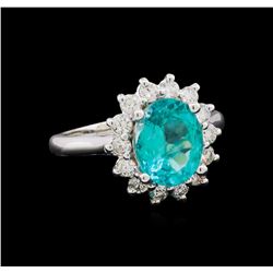 2.63 ctw Apatite and Diamond Ring - 14KT White Gold