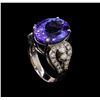 Image 4 : 11.24 ctw Tanzanite and Diamond Ring - 14KT White Gold