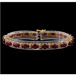 19.68 ctw Ruby and Diamond Bracelet - 14KT Yellow Gold