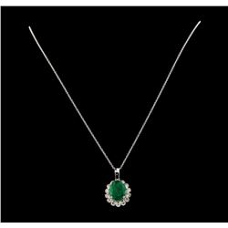 5.87 ctw Emerald and Diamond Pendant With Chain - 14KT White Gold