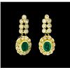 Image 3 : 1.20 ctw Emerald and Diamond Necklace and Earring Suite