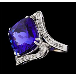 GIA Cert 23.29 ctw Tanzanite and Diamond Ring - 14KT White Gold