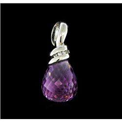 20.50 ctw Amethyst and Diamond Pendant - 14KT White Gold