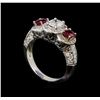 Image 4 : 14KT White Gold 0.84 ctw Ruby and Diamond Ring