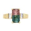 Image 1 : 2.27 ctw Bi-Color Tourmaline and Diamond Ring - 14KT Yellow Gold