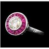 Image 1 : 1.24 ctw Diamond And Ruby  Ring - 18KT White Gold