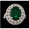 Image 2 : 5.16 ctw Emerald and Diamond Ring - 14KT White Gold