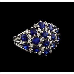 3.12 ctw Sapphire and Diamond Ring - 14KT White Gold