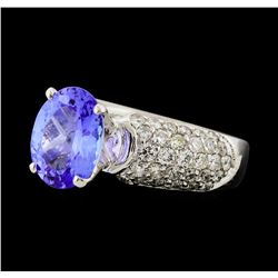 2.43 ctw Tanzanite and Diamond Ring - 14KT White Gold