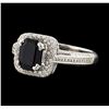 Image 1 : 1.44 ctw Sapphire and Diamond Ring - 18KT White Gold