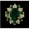 Image 2 : 4.04 ctw Emerald, Tsavorite and Diamond Ring - 14KT Yellow Gold