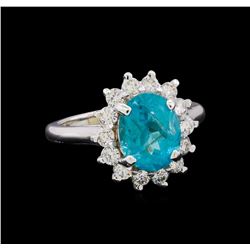 3.15 ctw Apatite and Diamond Ring - 14KT White Gold