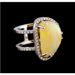 7.92 ctw Opal and Diamond Ring - 14KT White Gold