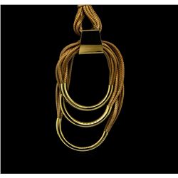 Multi Strand Leather Necklace - Gold Plated