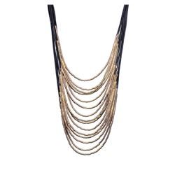 Leather Cord Necklace - Gold Plated