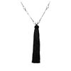 Image 1 : 12mm Pearl Silk Tassel Necklace - Rhodium Plated