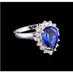 3.24 ctw Tanzanite and Diamond Ring - 14KT White Gold