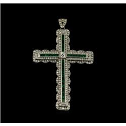 1.52 ctw Emerald and Diamond Pendant With Chain - Platinum