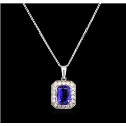 2.50 ctw Tanzanite and Diamond Pendant With Chain - 14KT White Gold