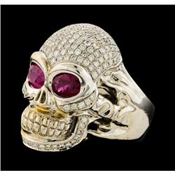 2.08 ctw Ruby and Diamond Ring - 18KT White Gold