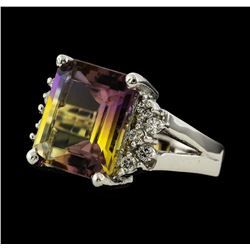 6.25 ctw Ametrine and Diamond Ring - 14KT White Gold