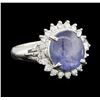 Image 1 : 5.33 ctw Star Sapphire and Diamond Ring - Platinum