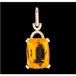 8.68 ctw Citrine and Diamond Pendant - 14KT Rose Gold