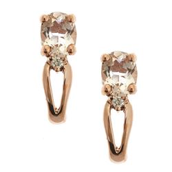 0.66 ctw Morganite and Diamond Earrings - 14KT Rose Gold